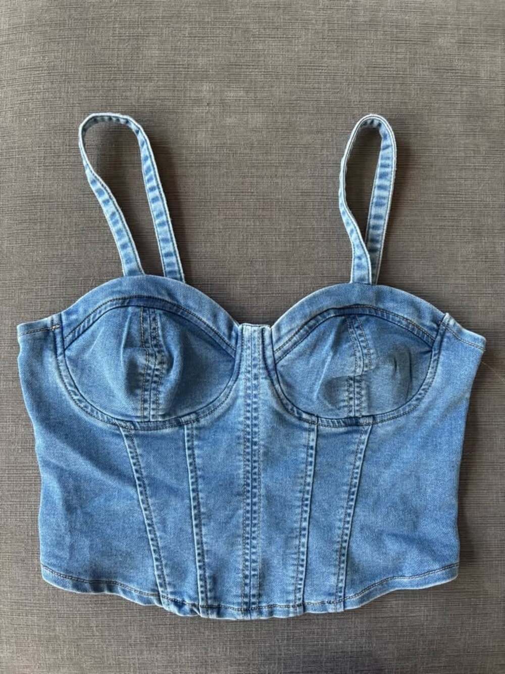 No Boundaries Denim Corset Crop Top Blue Medium 7-9 Y2K Boho